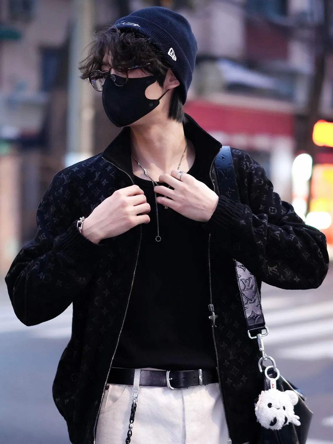 Louis Vuitton/Louis Vuitton aircraft button all-over printed embossed suede stand-collar jacket